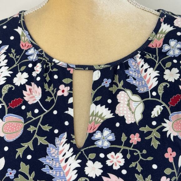 NWT Talbots Keyhole Floral Maxi Dress Size S Navy Multicolo Stretch - Picture 7 of 14